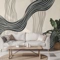 TAPET AUTOADEZIV VALURI ABSTRACTE ALB-NEGRU - TAPET ABSTRACT - TAPETURI