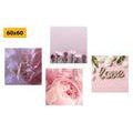 CANVAS PRINT SET FLOWERS IN A SOFT PINK SHADE - SET OF PICTURES - PICTURES