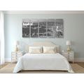 5-PIECE CANVAS PRINT EVENING IN BRATISLAVA IN BLACK AND WHITE - BLACK AND WHITE PICTURES - PICTURES