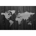 CANVAS PRINT MAP ON WOOD IN BLACK AND WHITE - PICTURES OF MAPS - PICTURES