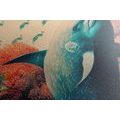 CANVAS PRINT OF SURREALISTIC DOLPHINS - PICTURES UNDERWATER WORLD - PICTURES