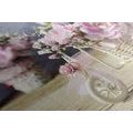 CANVAS PRINT ROMANTIC PINK CARNATION IN A VINTAGE TOUCH - VINTAGE AND RETRO PICTURES - PICTURES