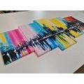 5-PIECE CANVAS PRINT OIL PAINTING OF A CITY - PICTURES OF CITIES - PICTURES