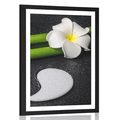 POSTER MIT PASSEPARTOUT SPA-STILLLEBEN MIT DEM SYMBOL VON YIN UND YANG - FENG SHUI - POSTER