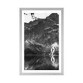 POSTER WITH MOUNT SEA EYE IN THE TATRAS IN BLACK AND WHITE - BLACK AND WHITE - POSTERS