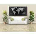 CANVAS PRINT MAP OF THE WORLD IN SHADES OF GREY - PICTURES OF MAPS - PICTURES