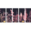 5-PIECE CANVAS PRINT VARIATIONS OF GRASS IN PINK - STILL LIFE PICTURES{% if product.category.pathNames[0] != product.category.name %} - PICTURES{% endif %}