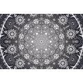 TAPETE DEKORATIVES MANDALA MIT SPITZE IN SCHWARZ-WEISS - TAPETEN MIT FENG SHUI-MOTIVEN - TAPETEN
