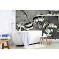 SELF ADHESIVE WALLPAPER BLACK AND WHITE POPPIES WITH AN ETHNO TOUCH - SELF-ADHESIVE WALLPAPERS - WALLPAPERS