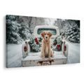 OBRAZ VÁNOČNÍ PES NA ZASNĚŽENÉ CESTĚ - VÁNOČNÍ A ZIMNÍ OBRAZY - OBRAZY