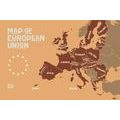 SELF ADHESIVE WALLPAPER BROWN MAP WITH THE NAMES OF EU COUNTRIES - SELF-ADHESIVE WALLPAPERS - WALLPAPERS