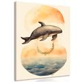 CANVAS PRINT DREAMY WHALE IN THE SUNSET - DREAMY LITTLE ANIMALS - PICTURES