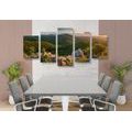 TABLEAU EN 5 PARTIES – NATURE BAIGNÉE DE SOLEIL - TABLEAUX DE LA NATURE ET DES PAYSAGES - TABLEAUX