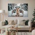 OBRAZ VÁNOČNÍ PES NA ZASNĚŽENÉ CESTĚ - VÁNOČNÍ A ZIMNÍ OBRAZY - OBRAZY
