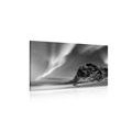 CANVAS PRINT NORTHERN LIGHTS IN NORWAY IN BLACK AND WHITE - BLACK AND WHITE PICTURES - PICTURES