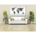 CANVAS PRINT GEOMETRIC WORLD MAP IN BLACK AND WHITE - PICTURES OF MAPS - PICTURES