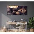 5-PIECE CANVAS PRINT COFFEE WITH CHOCOLATE MACARONS - PICTURES OF FOOD AND DRINKS - PICTURES