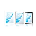 POSTER WITH MOUNT BLUE INK IN WATER - ABSTRACT AND PATTERNED - POSTERS