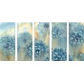 5-TEILIGES WANDBILD BLAUER LÖWENZAHN IN AQUARELL - BILDER BLUMEN - BILDER