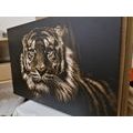 CANVAS PRINT TIGER IN SEPIA DESIGN - BLACK AND WHITE PICTURES - PICTURES