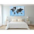 CANVAS PRINT MODERN WORLD MAP - PICTURES OF MAPS - PICTURES