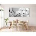 5-PIECE CANVAS PRINT ORCHID ON A CANVAS IN BLACK AND WHITE - BLACK AND WHITE PICTURES - PICTURES