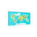 CANVAS PRINT GEOGRAPHICAL MAP OF THE WORLD FOR CHILDREN - CHILDRENS PICTURES - PICTURES