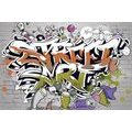 SELF ADHESIVE WALLPAPER ORANGE STREET ART INSCRIPTION WITH SPRAYS - SELF-ADHESIVE WALLPAPERS - WALLPAPERS