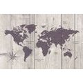 DECORATIVE PINBOARD BROWN MAP ON A WOODEN BACKGROUND - PICTURES ON CORK - PICTURES