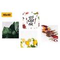 CANVAS PRINT SET FOR THE KITCHEN IN AN INTERESTING STYLE - SET OF PICTURES - PICTURES