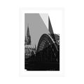 AFFICHE AVEC MONTURE ILLUSTRATION DE LA VILLE DE COLOGNE EN NOIR ET BLANC - NOIR ET BLANC - AFFICHES