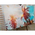 TABLEAU SUR TOILE – RAYONS DE SOLEIL ENTRE LES PALMIERS - TABLEAUX DE LA NATURE ET DES PAYSAGES - TABLEAUX