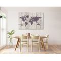 CANVAS PRINT BROWN MAP ON A WOODEN BACKGROUND - PICTURES OF MAPS - PICTURES