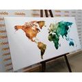 DECORATIVE PINBOARD COLORED POLYGONAL MAP OF THE WORLD - PICTURES ON CORK - PICTURES