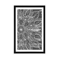 POSTER MIT PASSEPARTOUT TEXTUR DES MANDALAS IN SCHWARZ-WEISS - SCHWARZ-WEISS - POSTER