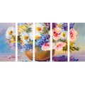 5-PIECE CANVAS PRINT OIL PAINTING OF SUMMER FLOWERS - PICTURES FLOWERS - PICTURES