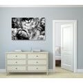 CANVAS PRINT IMPRESSIONISTIC WORLD OF FLOWERS IN BLACK AND WHITE - BLACK AND WHITE PICTURES - PICTURES