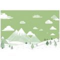 SELBSTKLEBENDE TAPETE WINTERLANDSCHAFT MIT BERGEN UND BÄUMEN - KINDERTAPETEN - TAPETEN