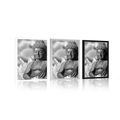 POSTER FRIEDLICHER BUDDHA IN SCHWARZ-WEISS - SCHWARZ-WEISS{% if product.category.pathNames[0] != product.category.name %} - GERAHMTE POSTER{% endif %}