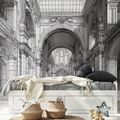 TAPETA HISTORICKÁ ARCHITEKTURA V ČERNOBÍLÉ KRESBĚ - ČERNOBÍLÉ TAPETY - TAPETY