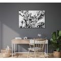 CANVAS PRINT PAINTED SUMMER FLOWERS IN BLACK AND WHITE - BLACK AND WHITE PICTURES - PICTURES