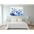 CANVAS PRINT BLUE WATERCOLOR IN AN ABSTRACT DESIGN - ABSTRACT PICTURES - PICTURES