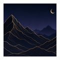 TABLEAU SUR TOILE – LIGNES DORÉES DE MONTAGNES LA NUIT - TABLEAUX DE MONTAGNE - TABLEAUX