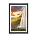 AFFICHE AVEC MONTURE CASCADE MAJESTUEUSE DU EN ISLANDE - NATURE - AFFICHES