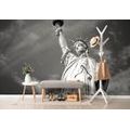 WALL MURAL STATUE OF LIBERTY IN BLACK AND WHITE - BLACK AND WHITE WALLPAPERS - WALLPAPERS