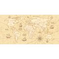 CANVAS PRINT WORLD MAP WITH BOATS - PICTURES OF MAPS - PICTURES