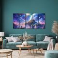 TABLEAU EN 5 PARTIES – ROYAUME CÉLESTE DANS LES NUAGES - IMAGES DE GALAXIE - TABLEAUX