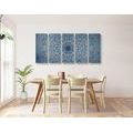 5-TEILIGES WANDBILD DUNKELBLAUE MANDALA-BLUME - BILDER MIT FENG SHUI-MOTIVEN - BILDER