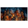 OBRAZ KOUZELNÁ ZIMNÍ NOC VE MĚSTĚ - BAREVNÉ DOMY - OBRAZY