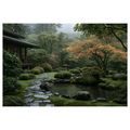 TABLEAU SUR TOILE – JARDIN JAPONAIS DANS LA BRUME - TABLEAUX FORÊT - TABLEAUX
